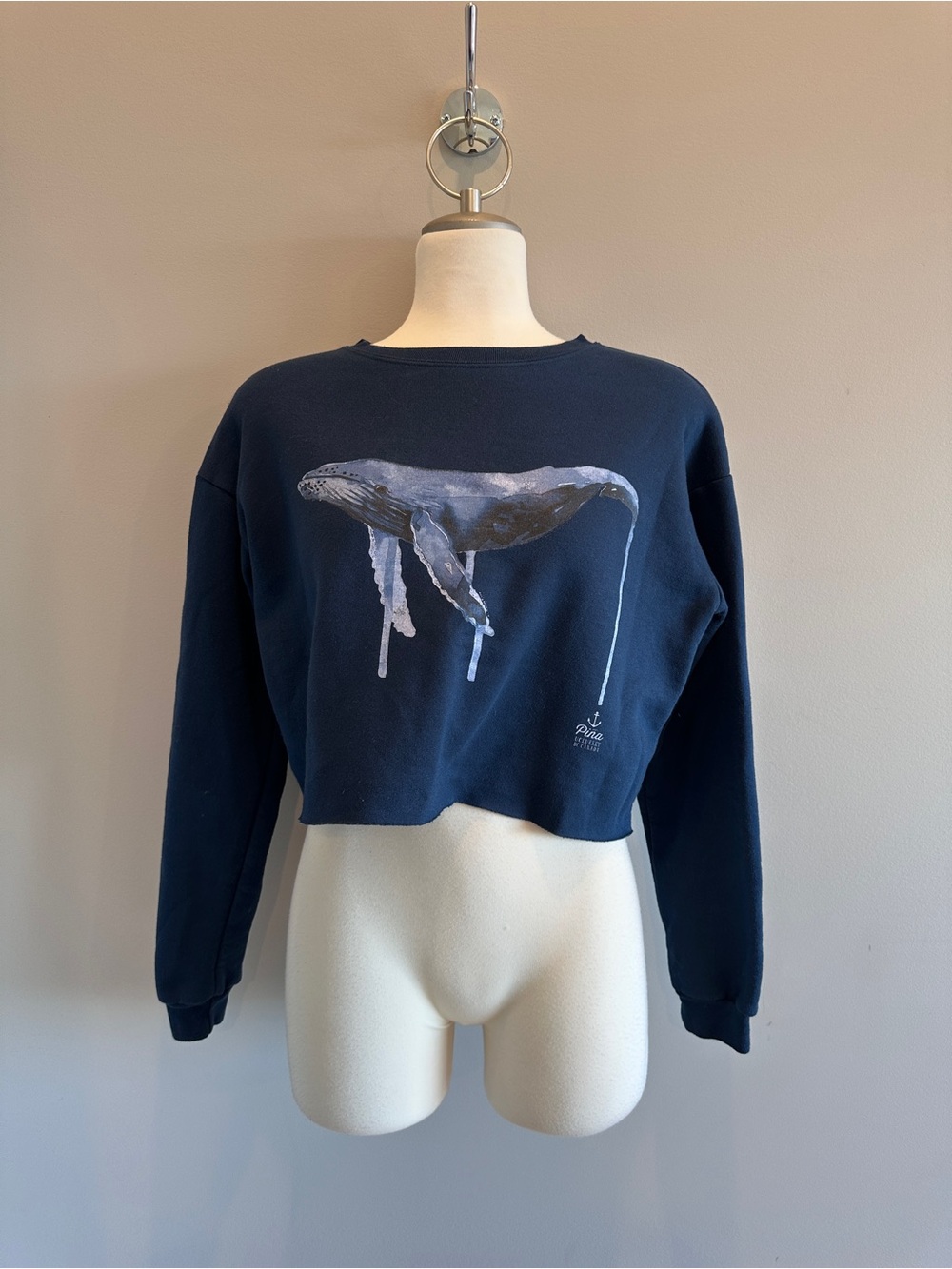 Graphic Long Sleeve Tee in Navy - M